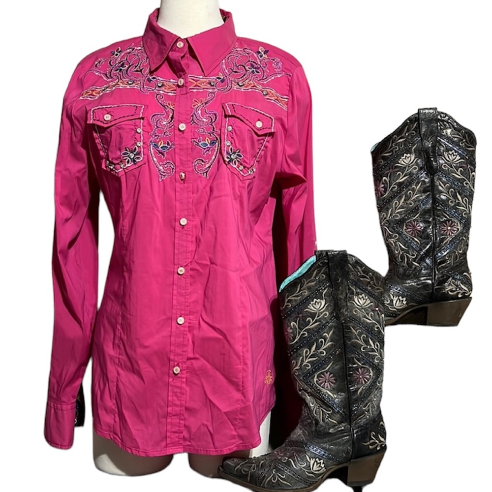 Signature Roar Stretch button up shirts size XL Pink